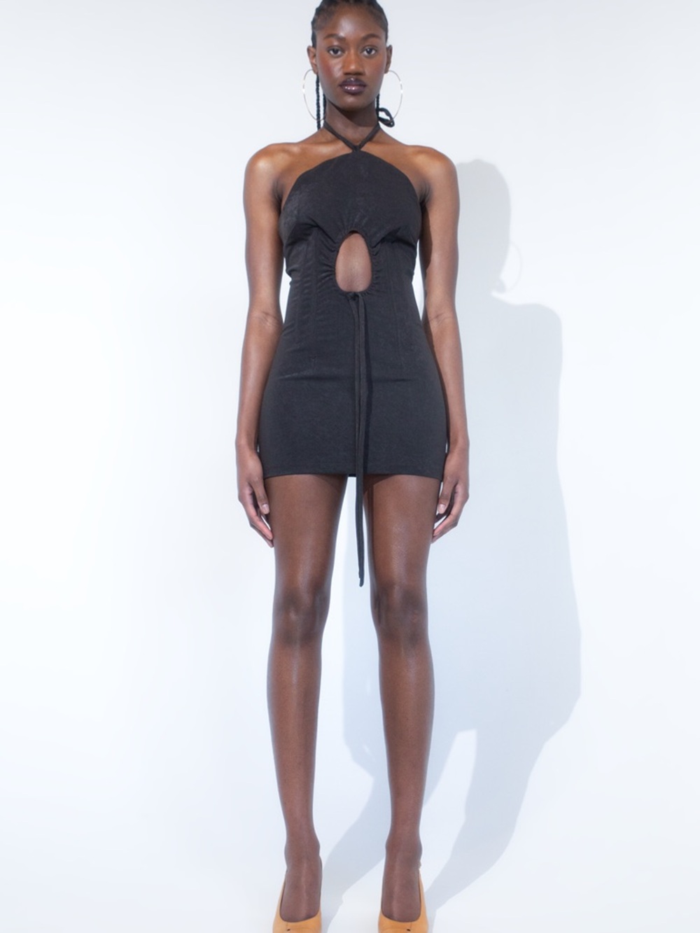 Meji Meji ‘Arewa’ Sculpted Halter Dress in “Coco Crush Brown” Size 8 - Picture 2 of 16